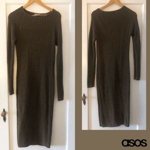 ASOS Chunky Knit Midi Dress With Rib Panel